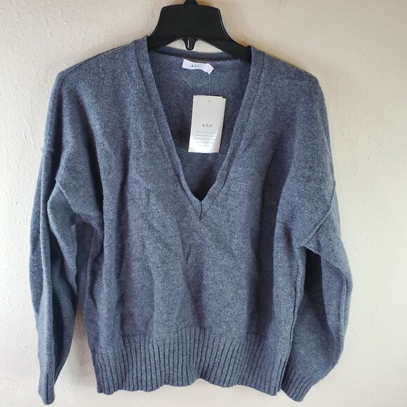 A.L.C. Sweaters - A.L.C. Womens Gym Grey V-neck Angeles Sweater L